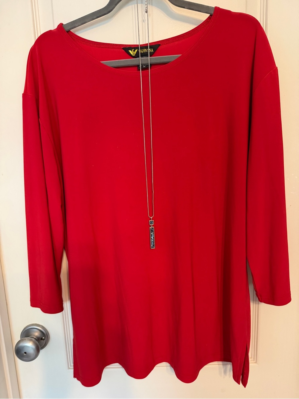 Valentina Red Long Sleeve Tunic Top